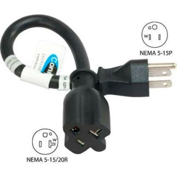 Conntek Conntek P515520 1-Ft Power Adapter Cord with 5-15P male plug to 5-15/20R female connector P515520